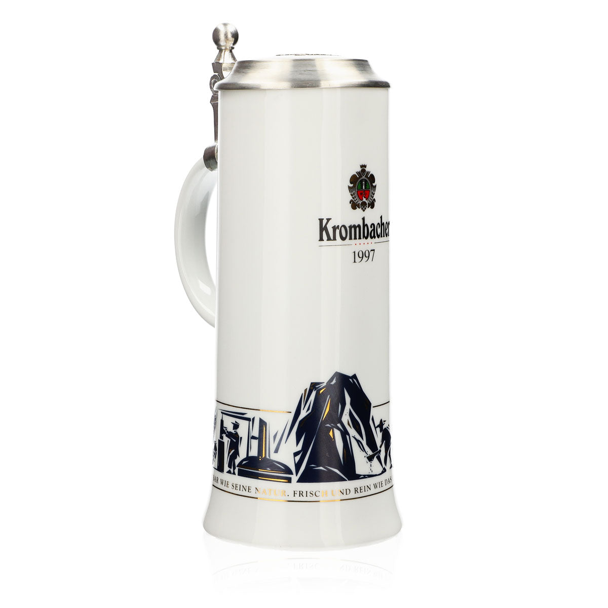 Verre à bière Krombacher Chope annuelle 1997 Chope en grès Seidel Couvercle en étain 0,9 l Chope – Vue 2