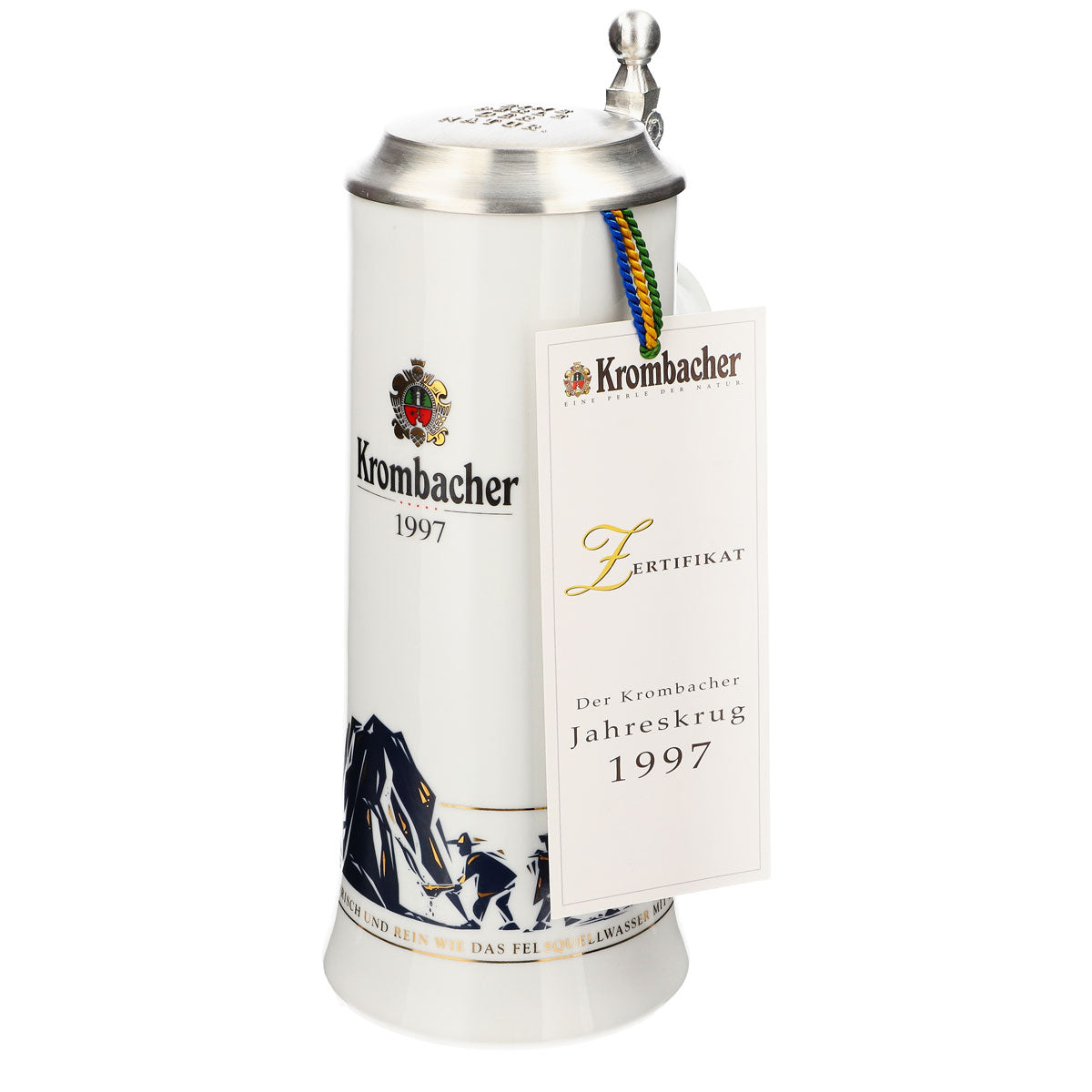 Verre à bière Krombacher Chope annuelle 1997 Chope en grès Seidel Couvercle en étain 0,9 l Chope – Vue 6