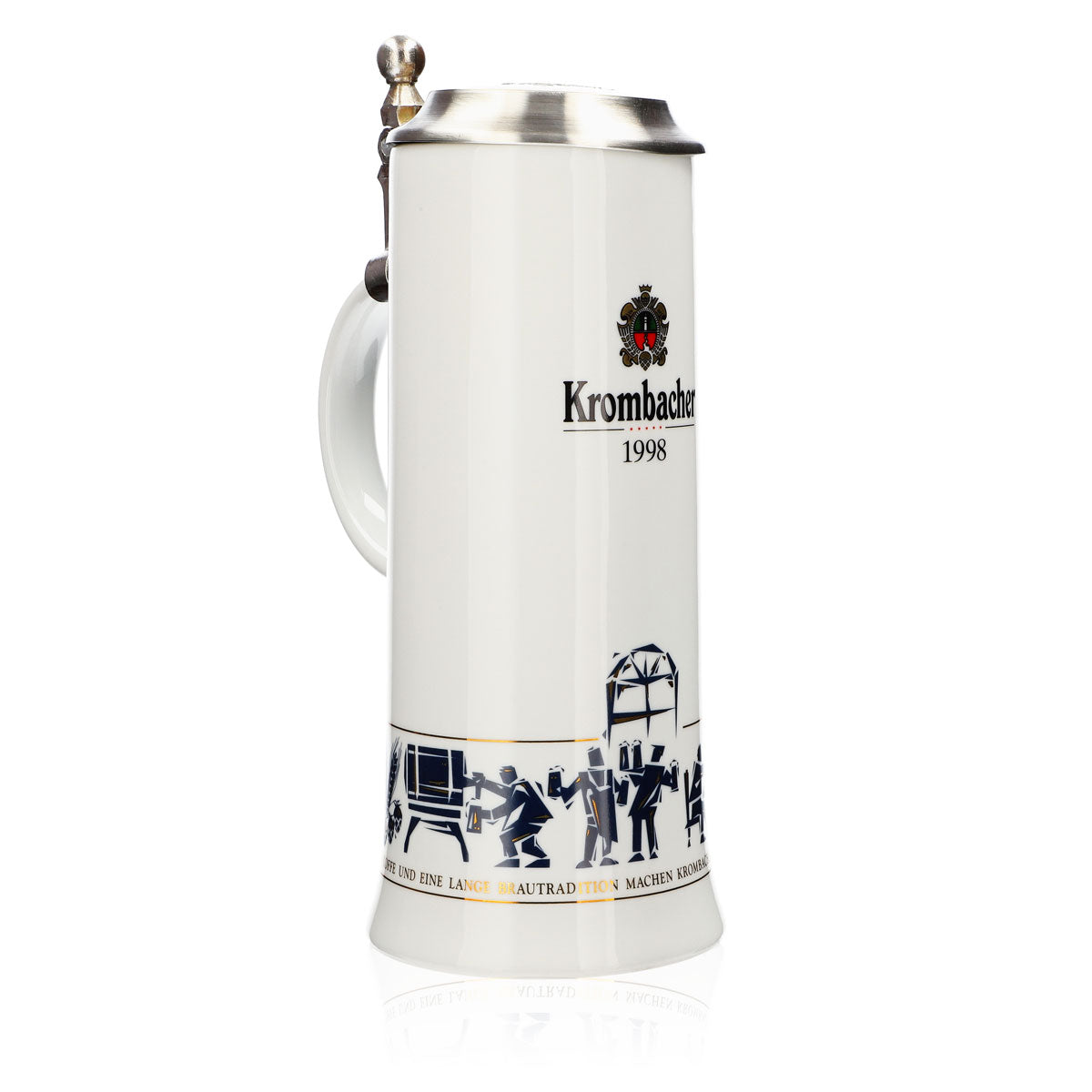 Verre à bière Krombacher Chope annuelle 1998 Chope en grès Seidel Couvercle en étain 0,9 l Chope – Vue 2