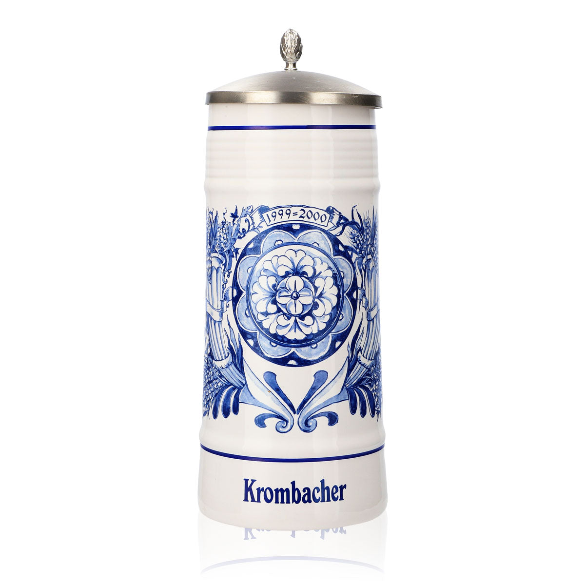 Verre à bière Krombacher Chope annuelle 1999-2000 Chope en grès Seidel Couvercle en étain Chope