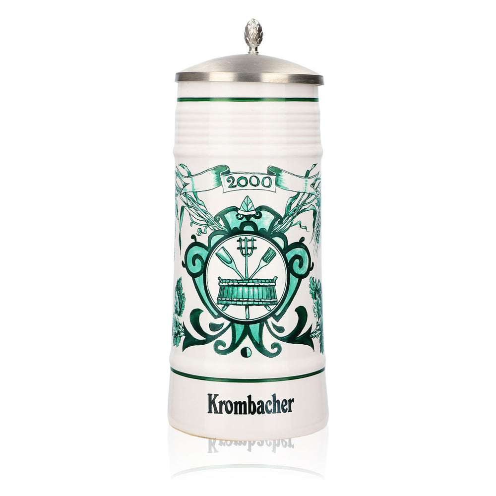 Verre à bière Krombacher Chope annuelle 2000 Chope en grès Couvercle en étain 0,8 l Chope
