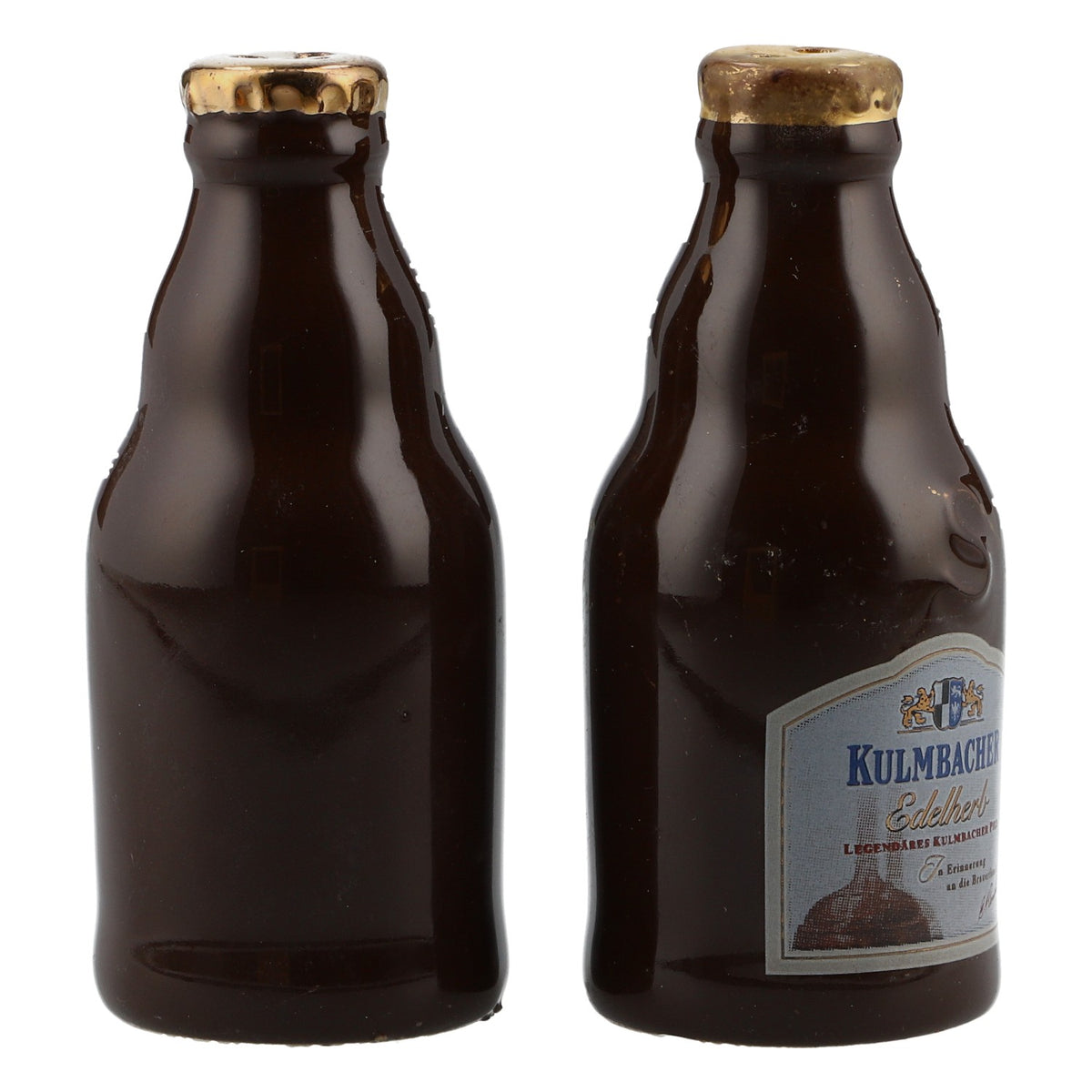 Ensemble sel et poivre « Kulmbacher Reichelbräu » en forme de bouteille avec support – Vue 5