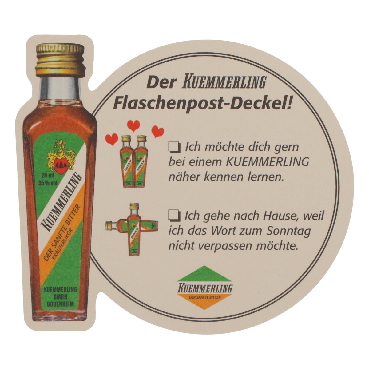 Sous-verre à liqueur Kümmerling Sous-verre Bouchon de bouteille