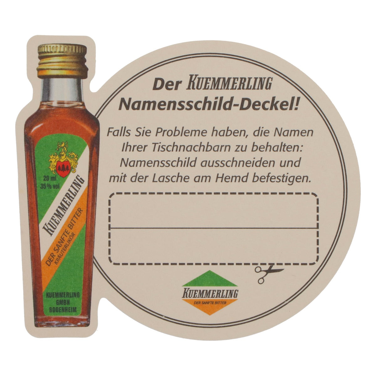 Sous-verre à liqueur Kümmerling Sous-verre avec nom