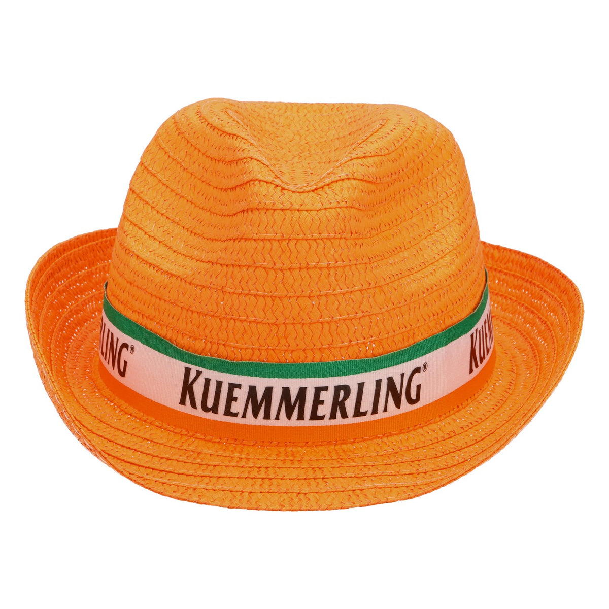 Chapeau de paille Kümmerling Likör Chapeau d'été Chapeau de vacances Chapeau de fête Orange ruban blanc/vert – Vue 2