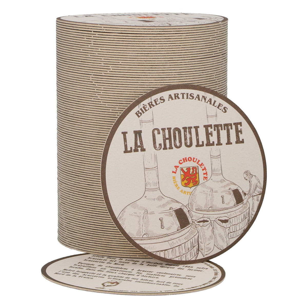 Sous-verre à bière La Choulette, motif noir et blanc, neuf, en papier