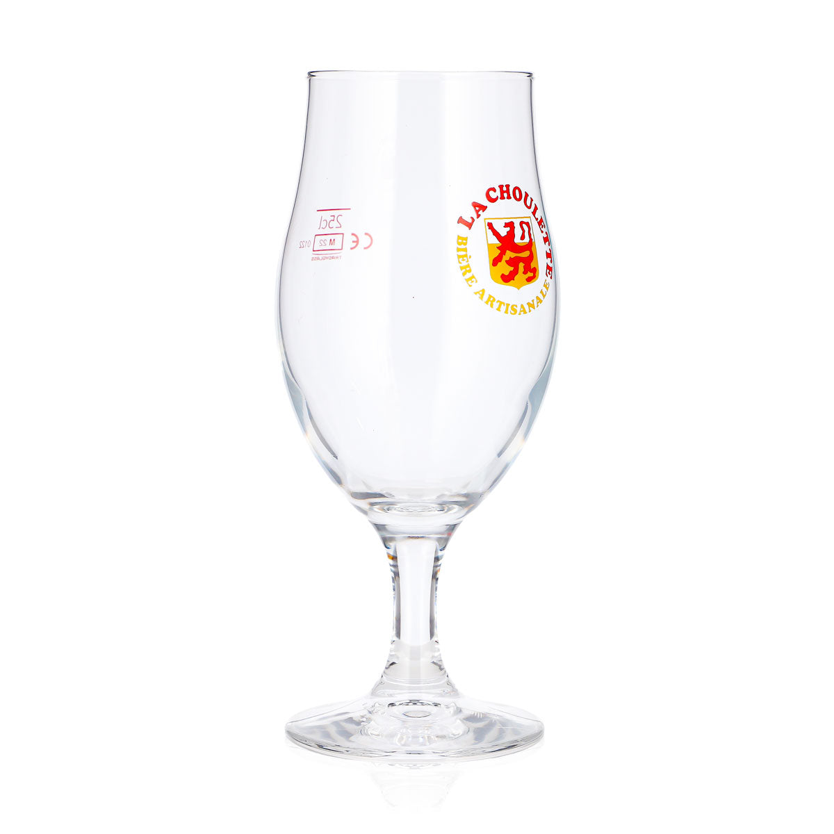 Verre à bière La Choulette 0,25 l, forme tulipe, logo rouge et jaune, verre à bière de type coupe – Vue 2