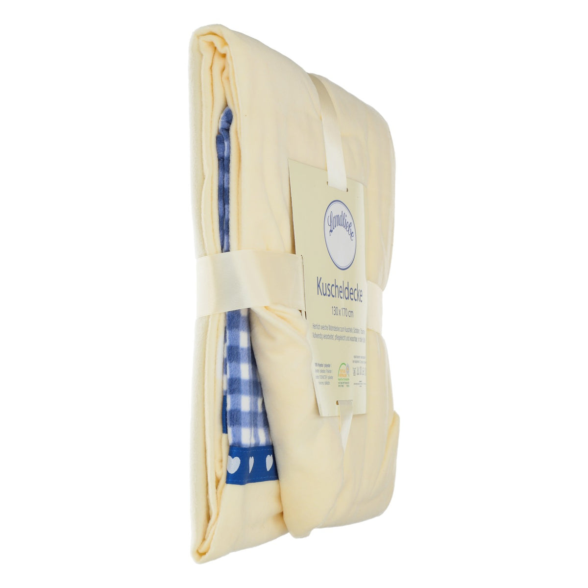 Couverture douillette Landliebe au motif « Lait », 130 x 170 cm, en polyester, beige, douce – Vue 2