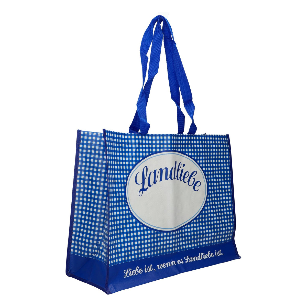 Sac de courses Landliebe Milch, à carreaux bleus et blancs, 45 x 35 x 16,5 cm – Vue 2
