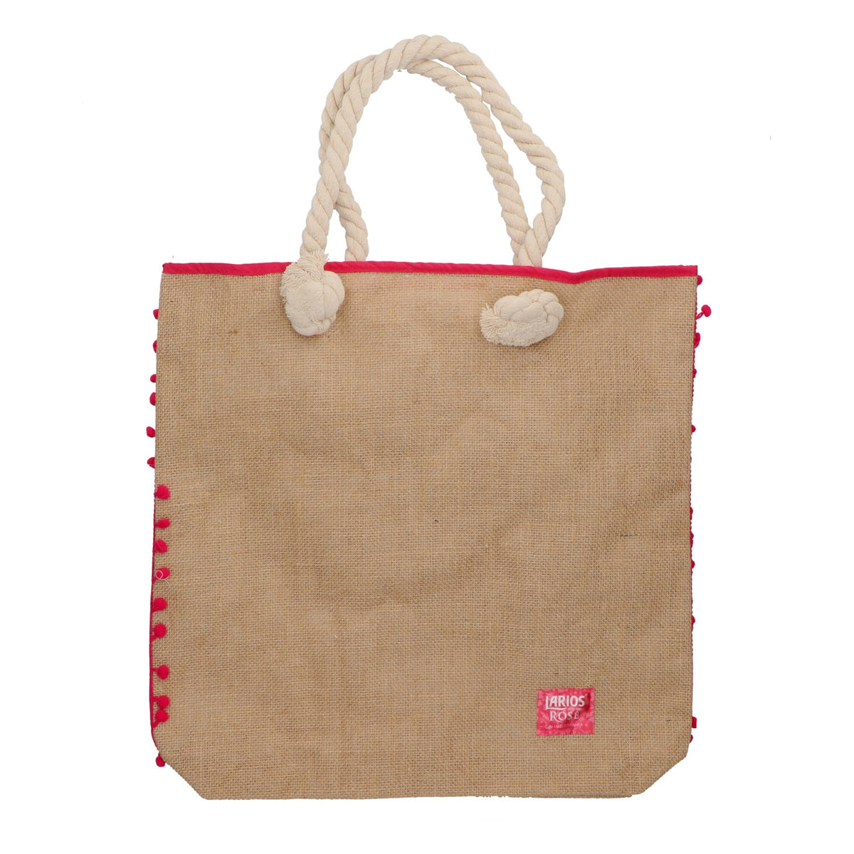 Sac en jute Larios Rose Gin avec poignées en cordon – Motif gin et fraise – Vue 2