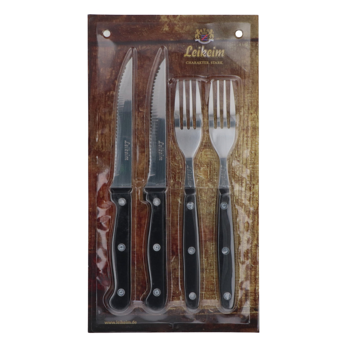 Ensemble de couverts à steak Leikeim, 4 pièces : couteau et fourchette noirs, couverts pour barbecue – Vue 5