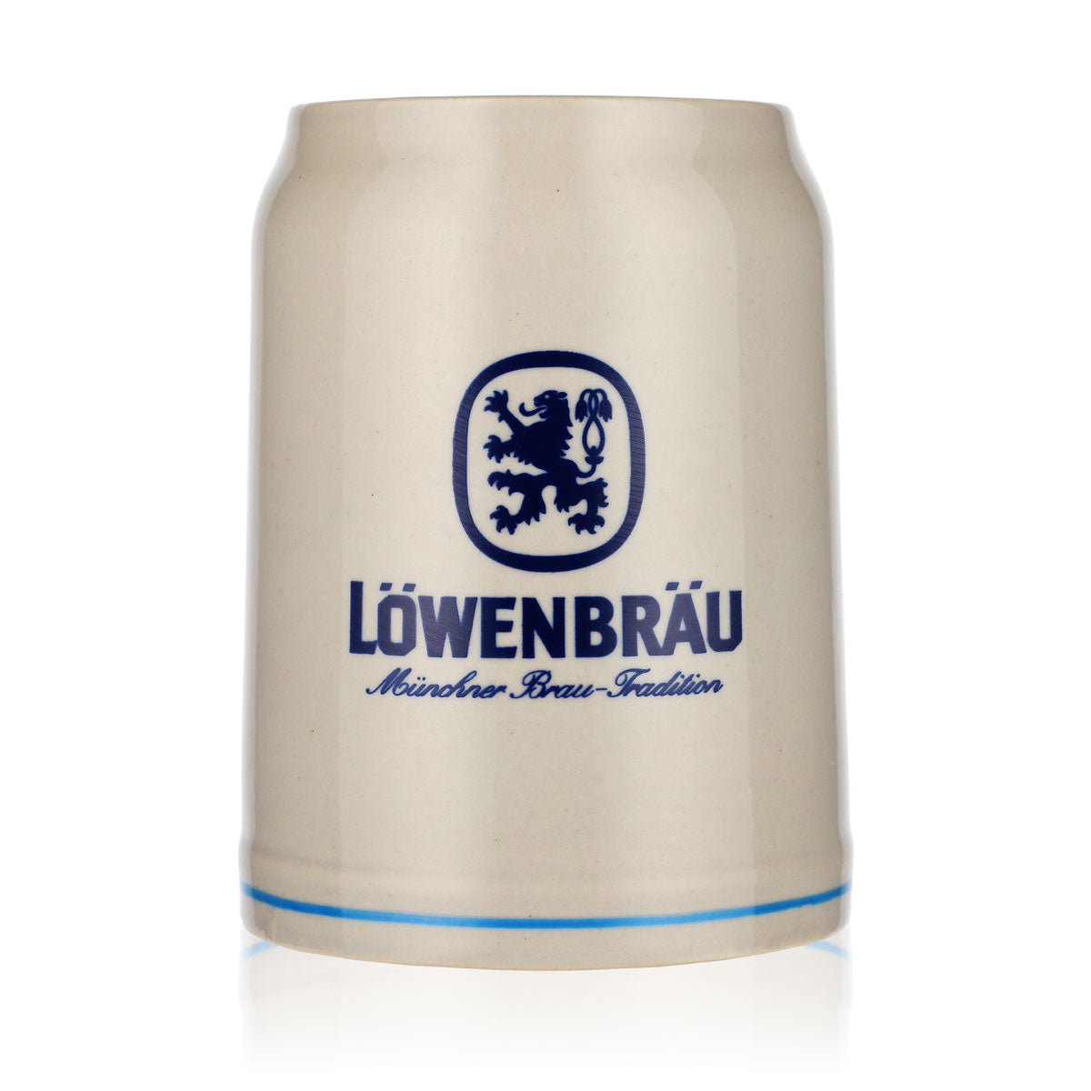 Verre à bière Löwenbräu 0,5 l Cruche en terre cuite Verre à bière petit logo anneau bleu clair