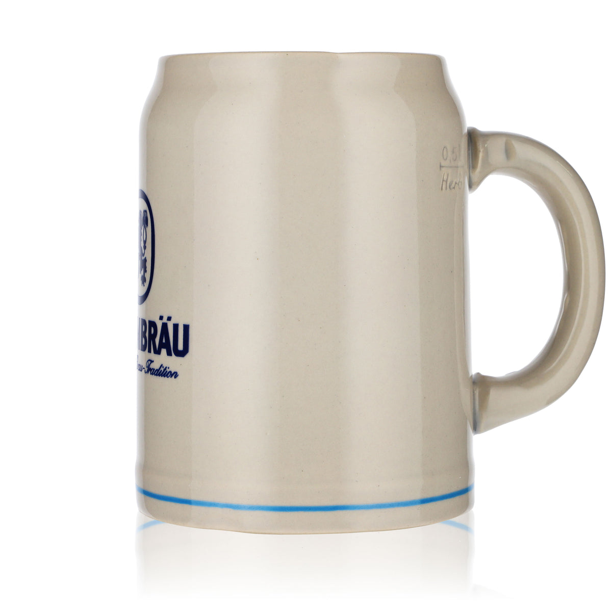 Verre à bière Löwenbräu 0,5 l Cruche en terre cuite Verre à bière petit logo anneau bleu clair – Vue 5