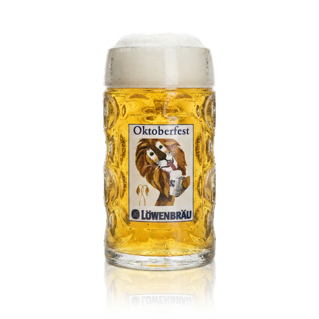 Chope Löwenbräu 0,5 l, édition Oktoberfest, chope Seidel à bière à alvéoles, Munich