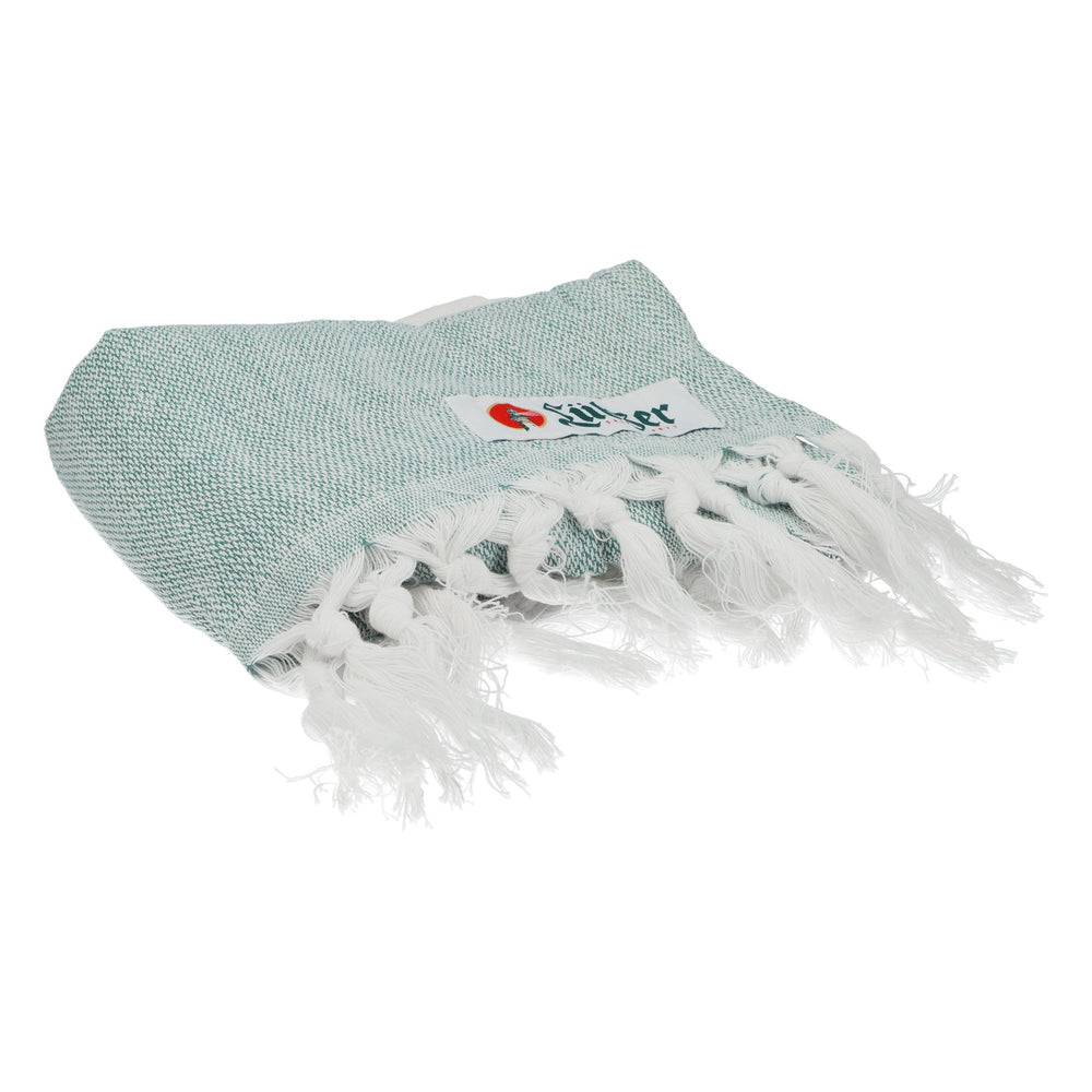 Serviette de hammam Lübzer, serviette de toilette, nappe, vert/blanc, coton