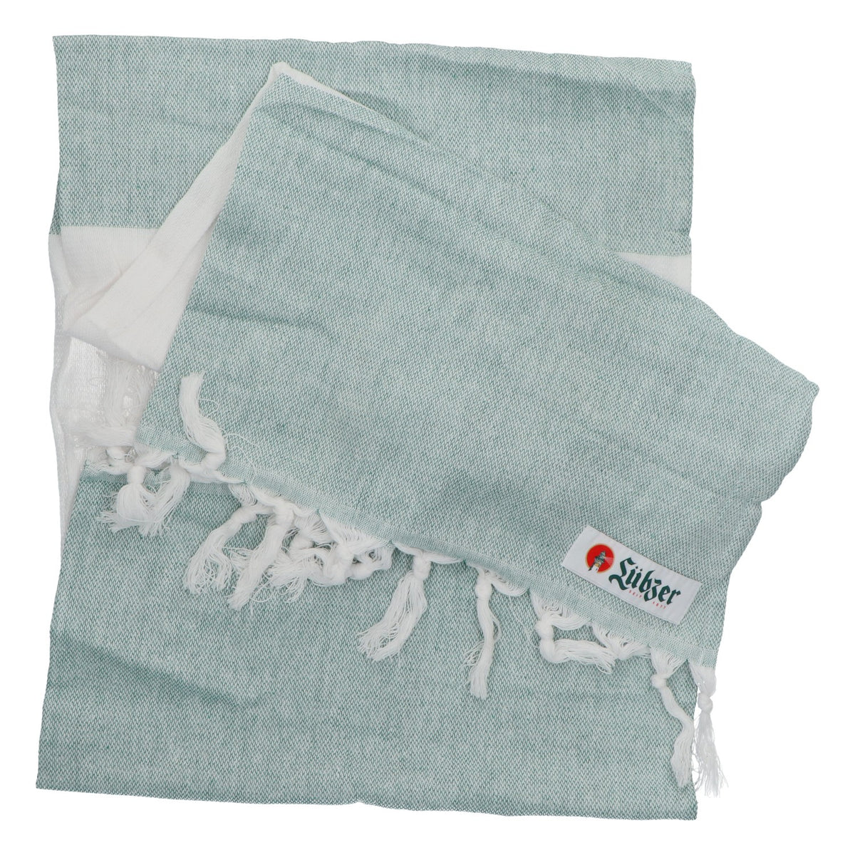 Serviette de hammam Lübzer, serviette de toilette, nappe, vert/blanc, coton – Vue 2