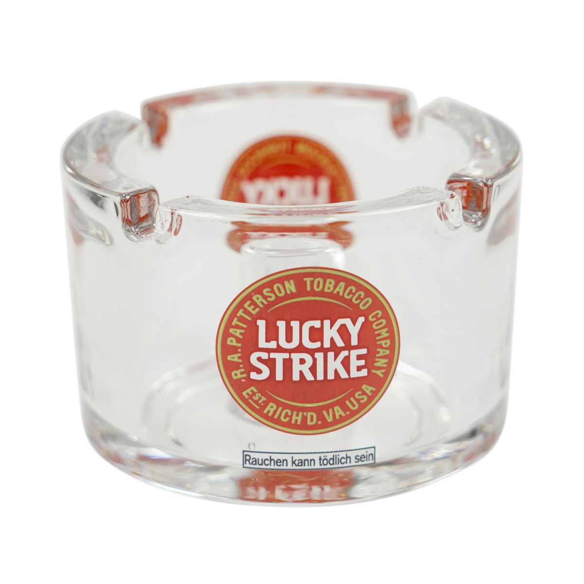 Cendrier Lucky Strike en verre massif Ø9,5cm Soucoule pour fumeurs Repose-cigarettes Bar