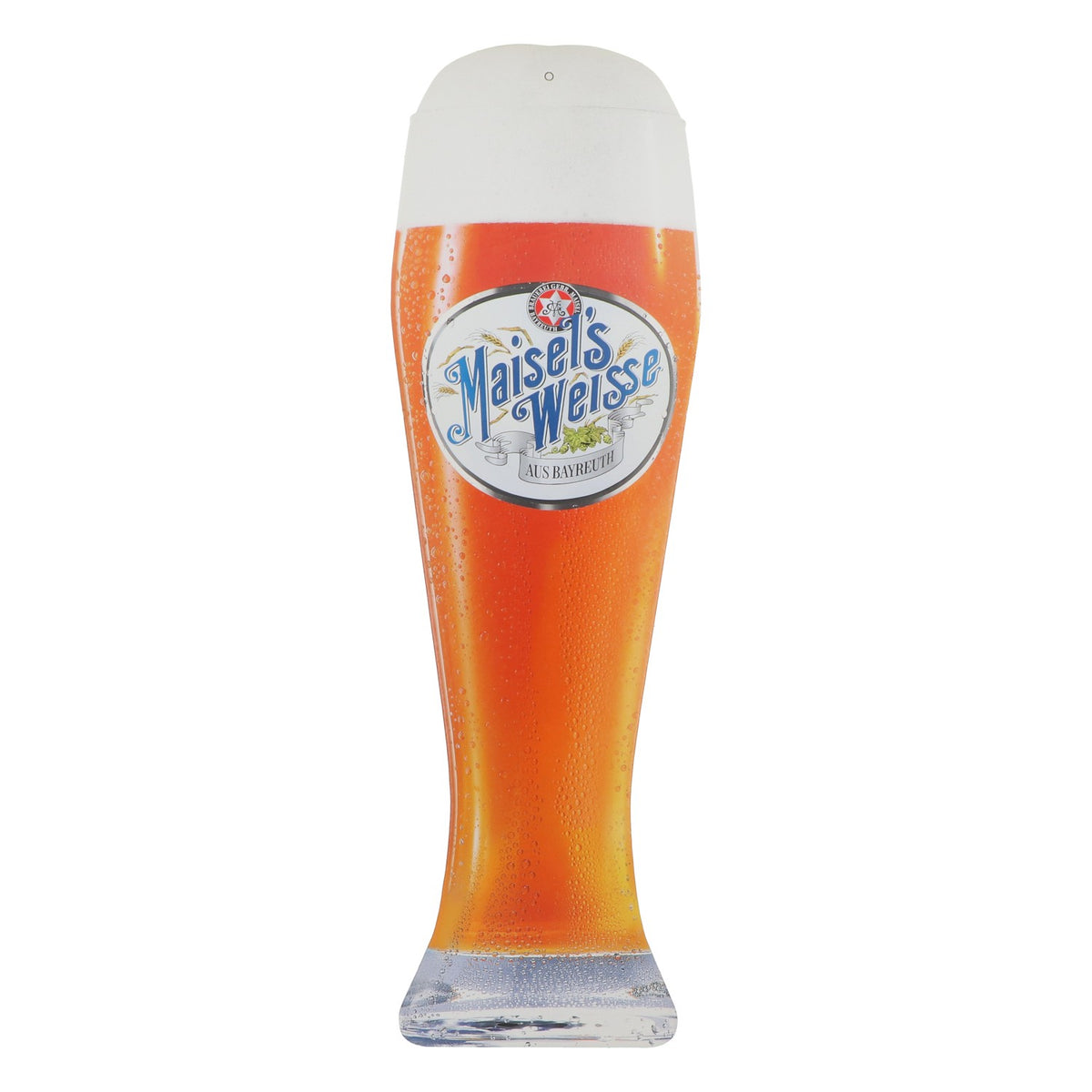 Panneau publicitaire « Maisels Weisse », décoration murale, forme de chope à bière en verre