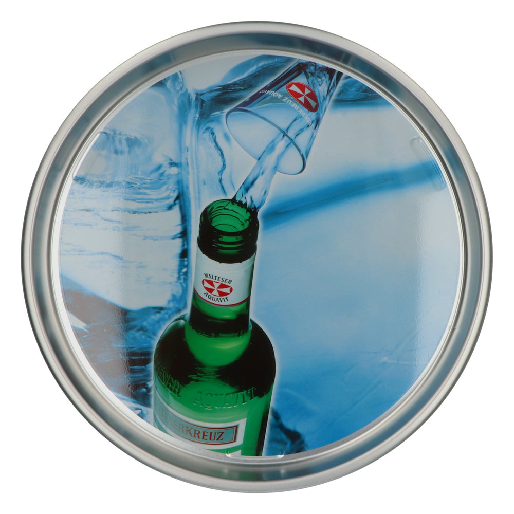 Plateau rond en métal Malteser Aquavit Plateau de service pour bar, Ø 34 cm