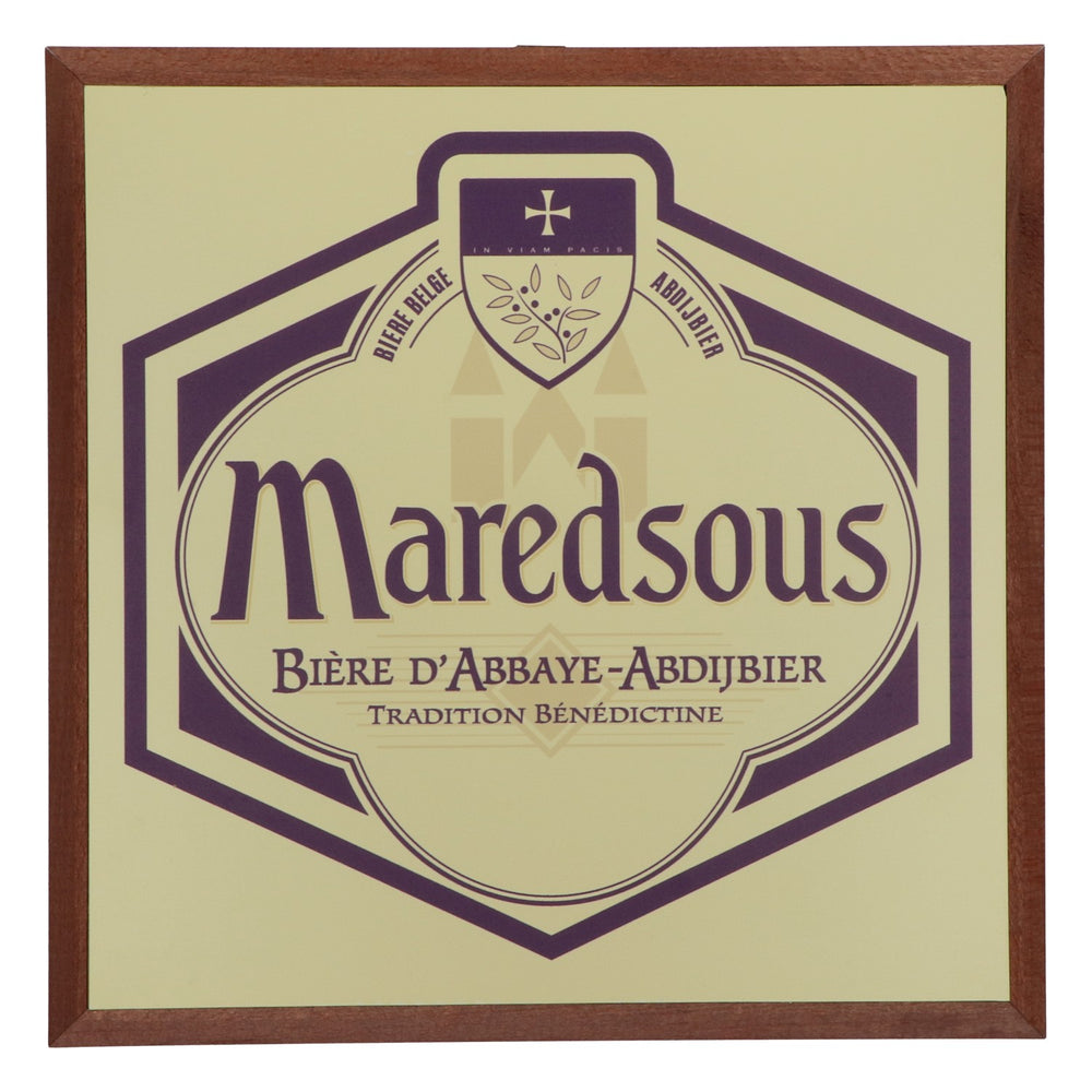 Maredsous Bière Fresque murale Décoration murale Image Bois 32,5 cm x 32,5 cm