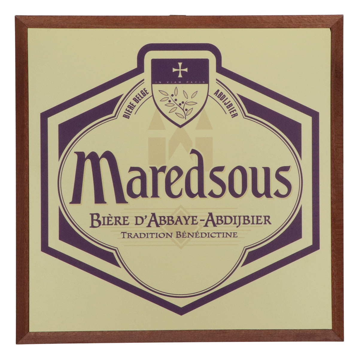 Maredsous Bière Fresque murale Décoration murale Image Bois 32,5 cm x 32,5 cm
