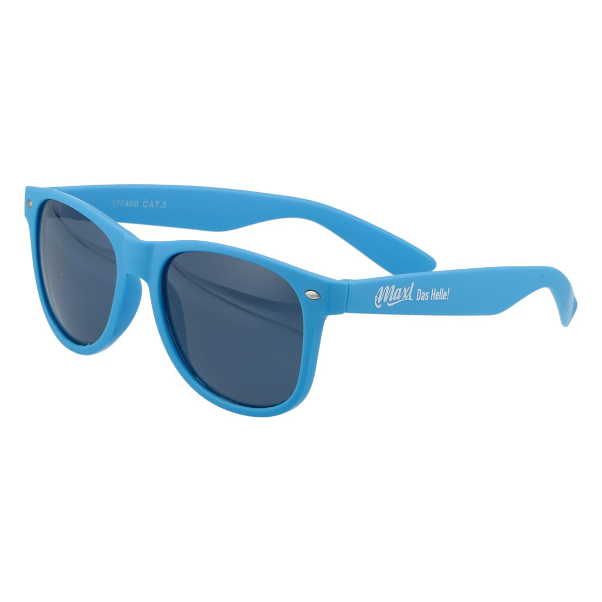 Lunettes de soleil Maxlrainer Bier, bleues, protection UV 400, monture caoutchoutée, style Wayfarer – Vue 2