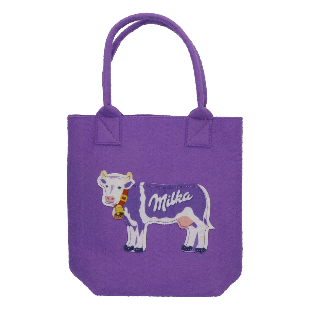 Sac de transport pour bonbons Milka, petit sac en feutre « Vache et cœur », violet, cadeau