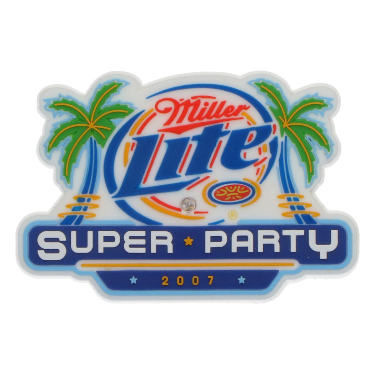 Pin's Miller Beer LED Super Party 2007 en caoutchouc, neuf, objet de collection