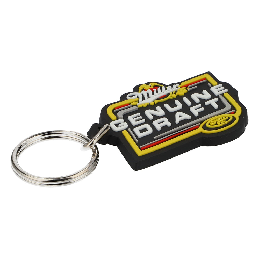 Porte-clés Miller en caoutchouc, modèle Genuine Draft, noir/jaune, neuf