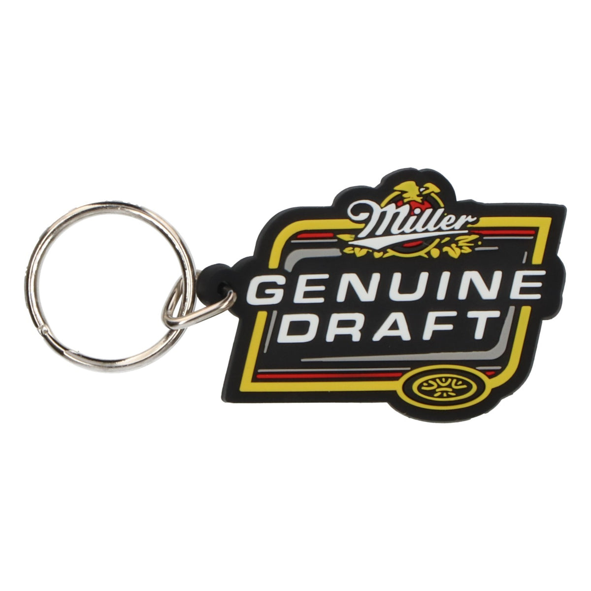 Porte-clés Miller en caoutchouc, modèle Genuine Draft, noir/jaune, neuf – Vue 2