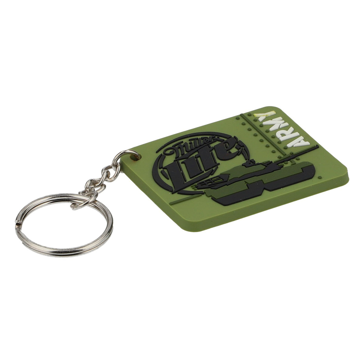 Porte-clés Miller en caoutchouc « Lite ARMY » vert, motif char d'assaut
