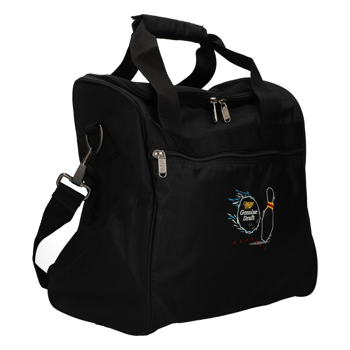 Sac à bière Miller, sac de bowling pour 1 boule avec compartiment pour boule, bandoulière, noir – Vue 2