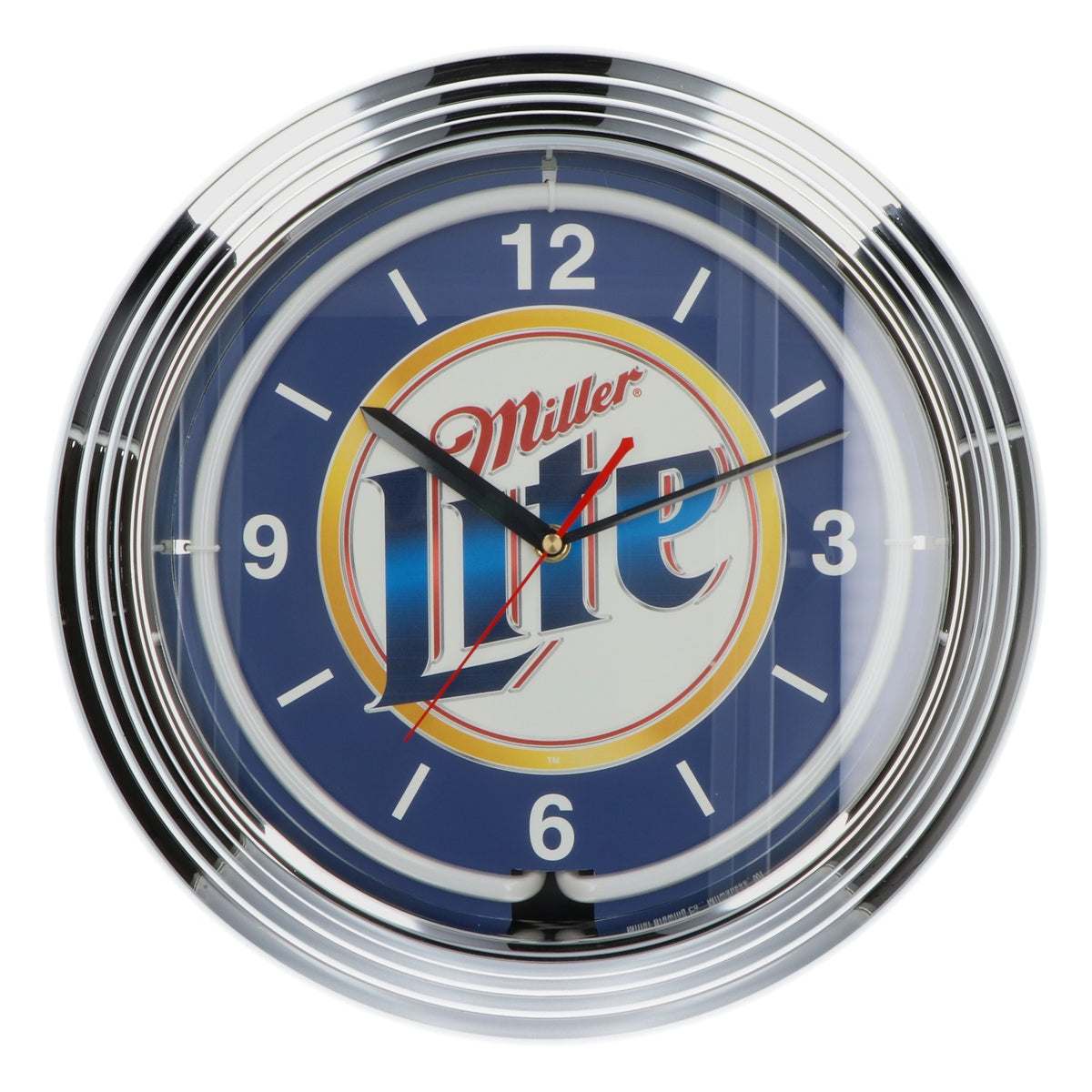 Horloge murale Miller Bier, lumineuse, néon bleu, 37,5 cm, bar à domicile, style rétro