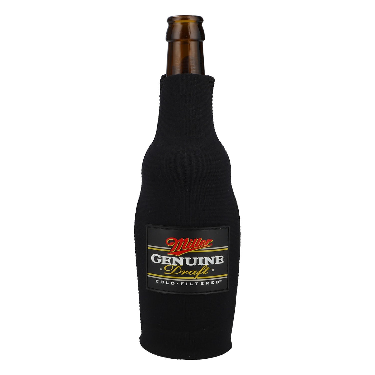 Housse pour bouteille Miller Genuine Draft en néoprène, support isotherme noir, bière