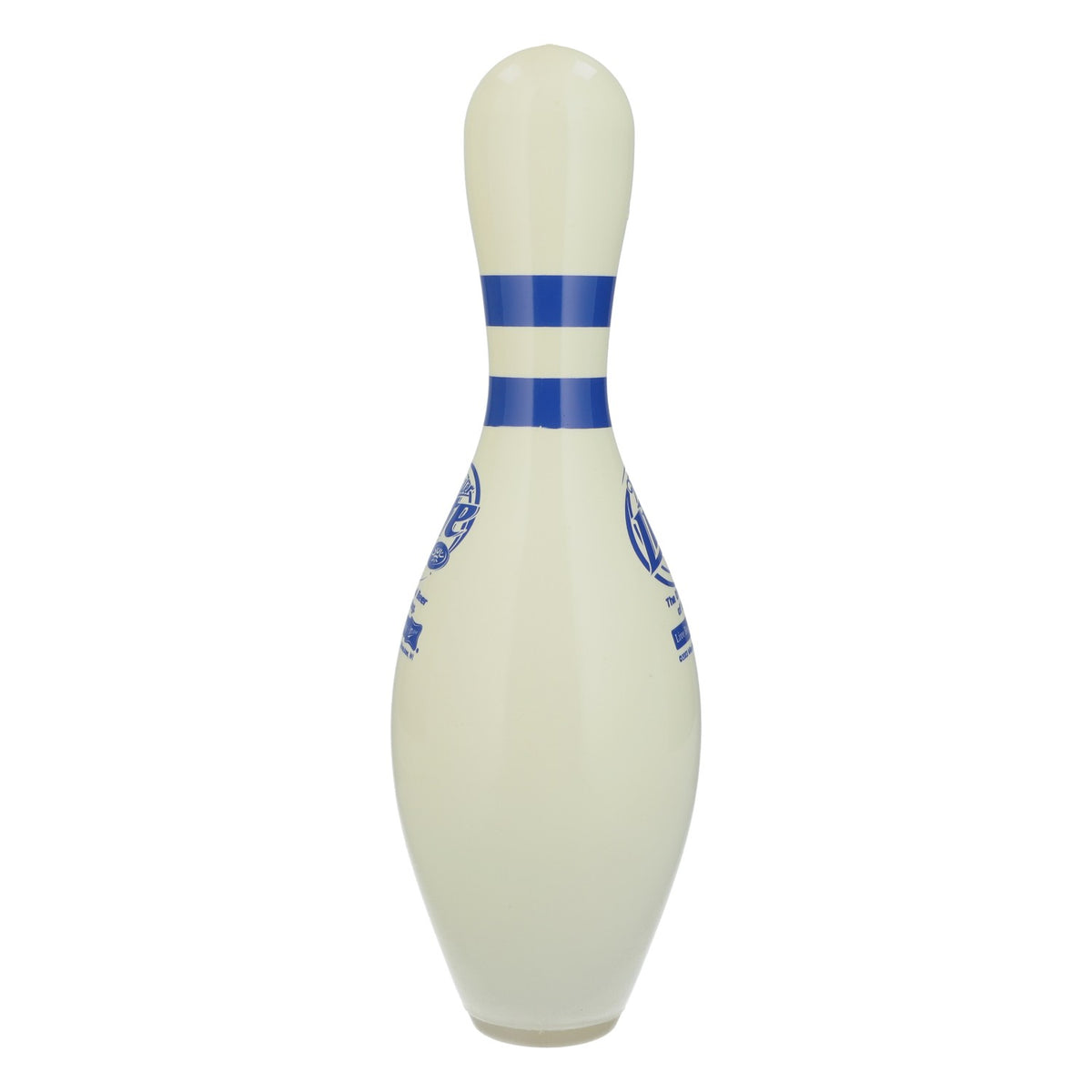 Quille de bowling Miller Lite en bois, blanche avec logo bleu, objet de décoration et de collection pour bar – Vue 2