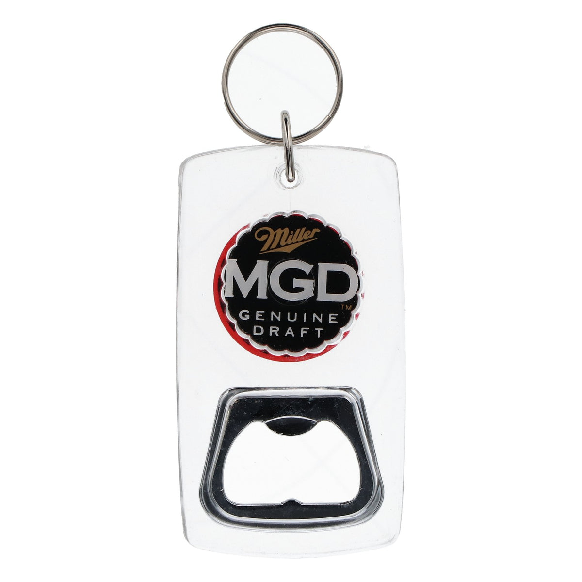 Miller MGD : porte-clés décapsuleur pour capsules de bouteilles, en plastique transparent – Vue 3