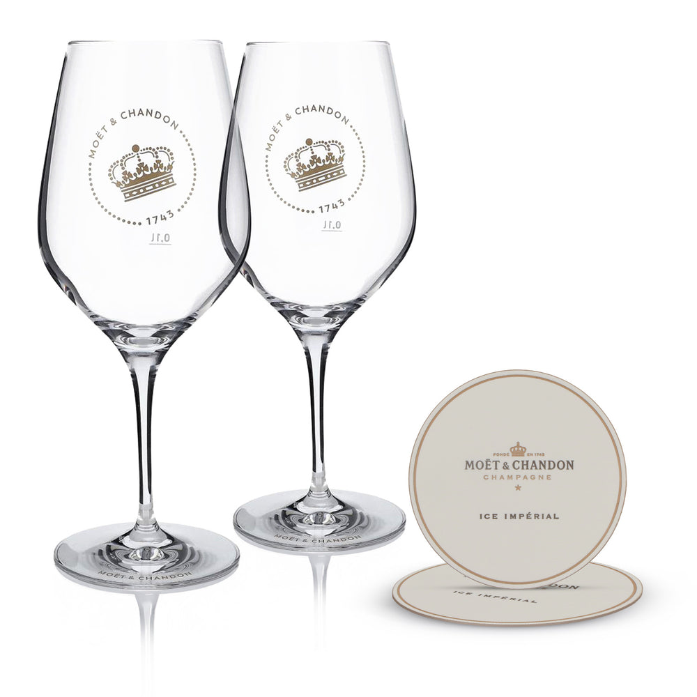 Coffret Moët & Chandon comprenant une flûte et un sous-verre