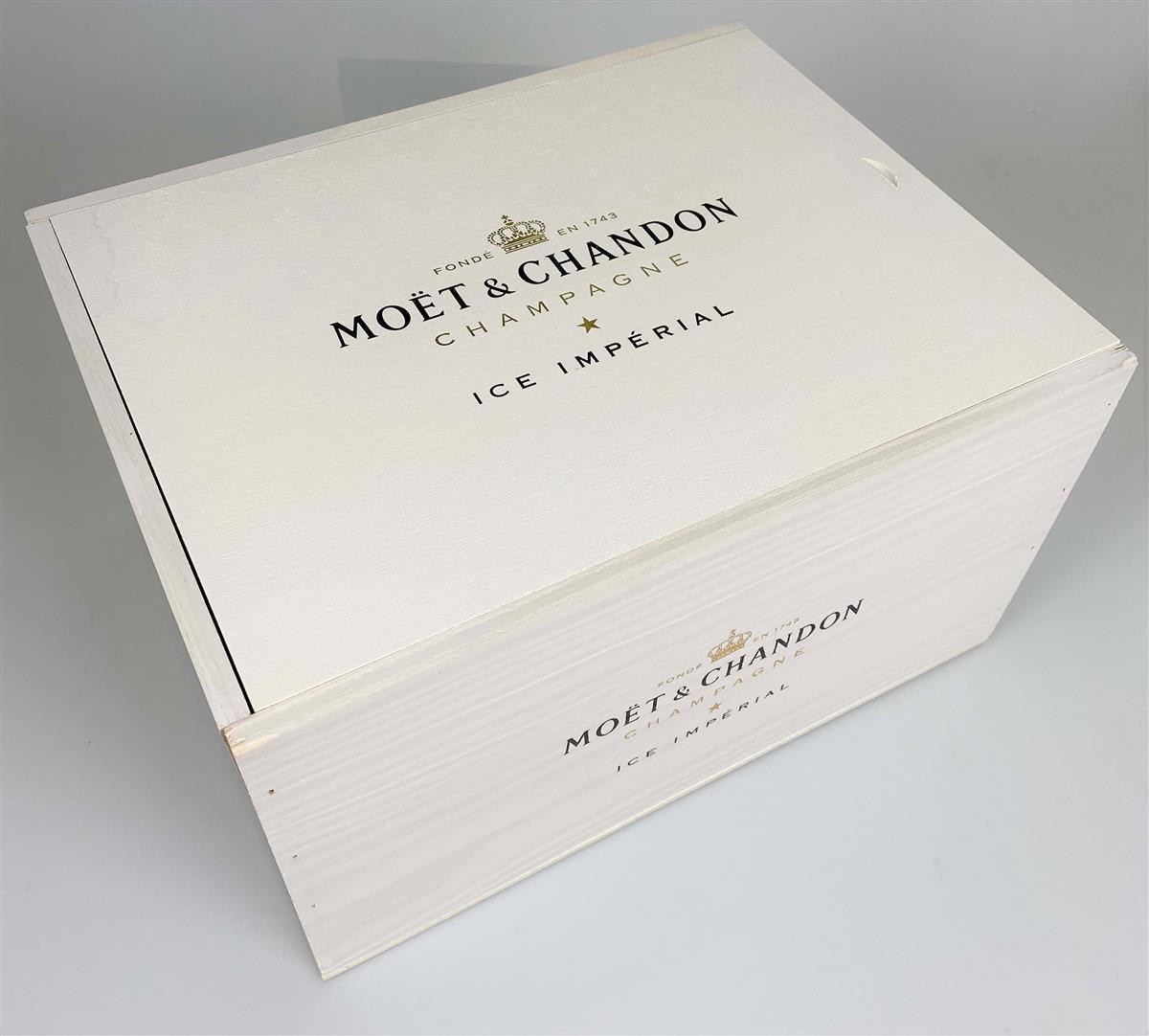 Caisse en bois pour champagne Moët & Chandon Ice Imperial blanc