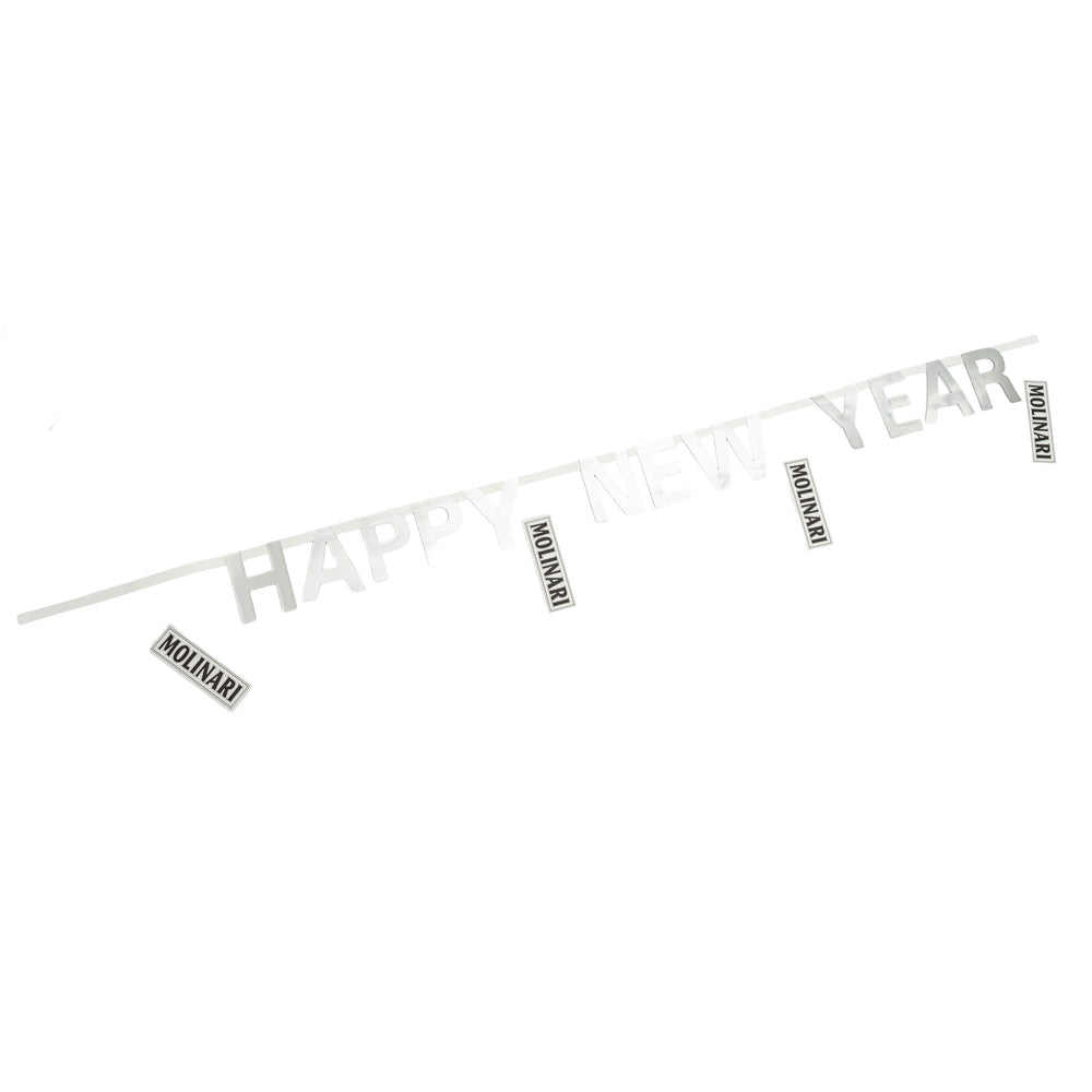Guirlande de fanions Molinari Sambuca Décoration de fête « Happy New Year » Argent
