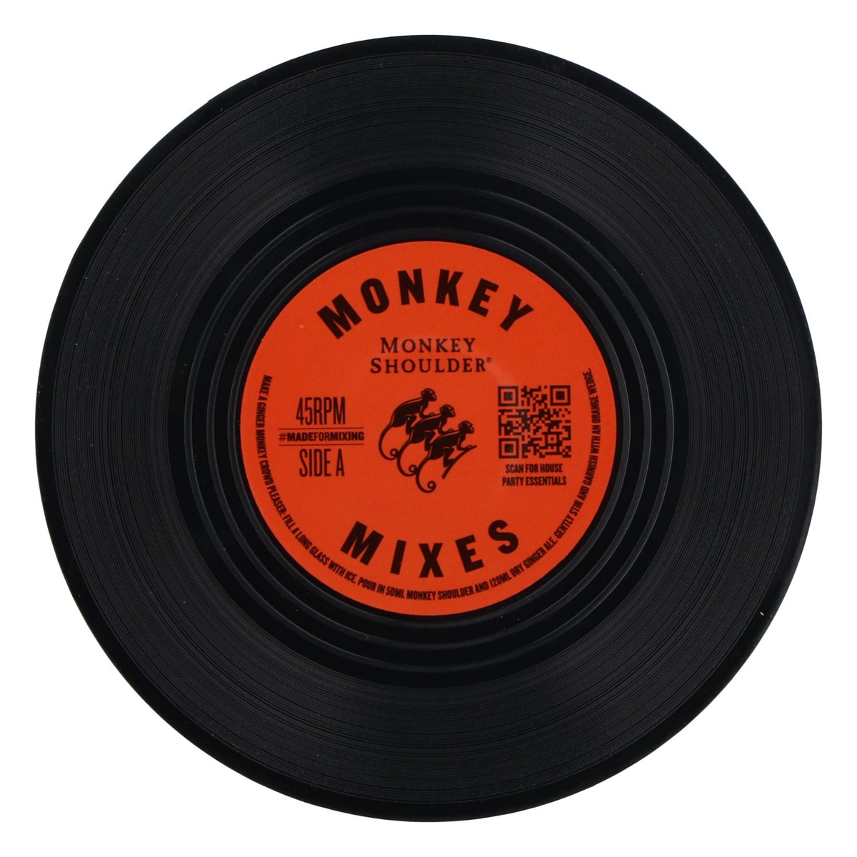 Sous-verre Monkey Shoulder pour whisky, diamètre 10,5 cm, neuf, en céramique noire – Vue 2