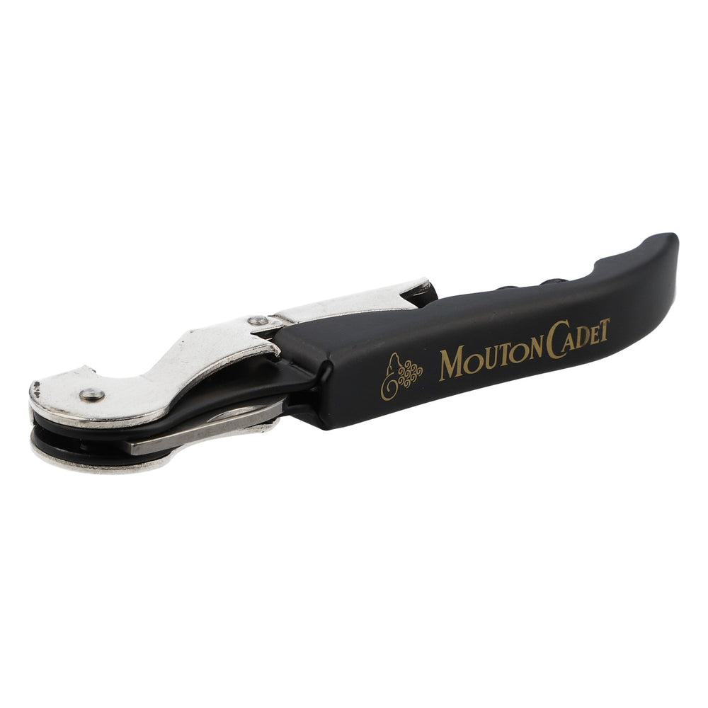 Mouton Cadet : tire-bouchon, décapsuleur, couteau de sommelier, levier, en acier inoxydable