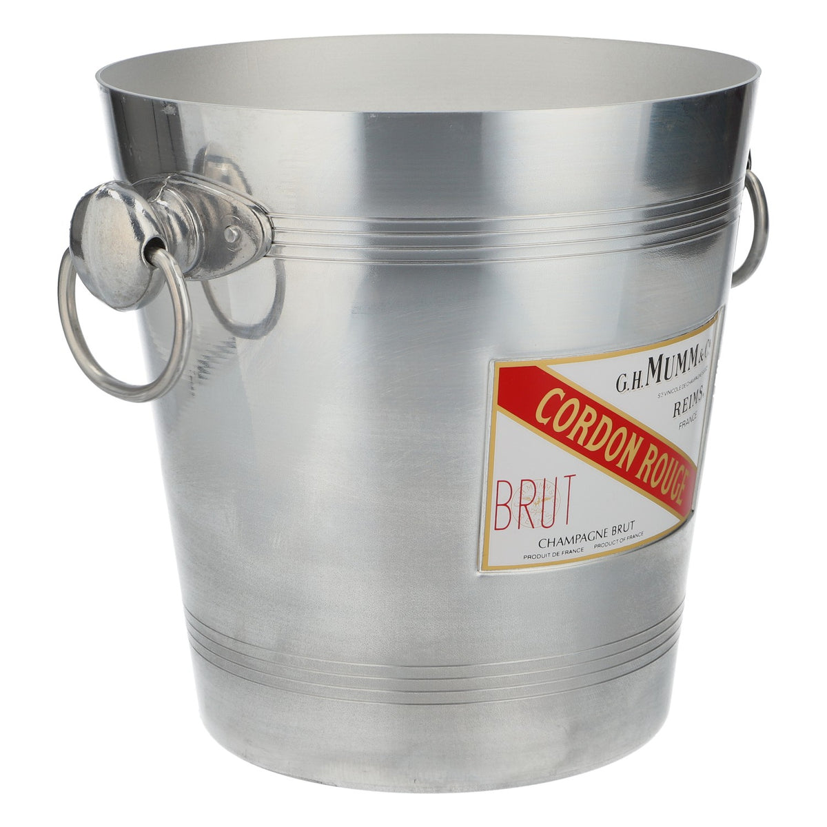 Seau à glace Mumm pour champagne, refroidisseur de bouteilles, Cordon Rouge, champagne brut, métal argenté – Vue 2