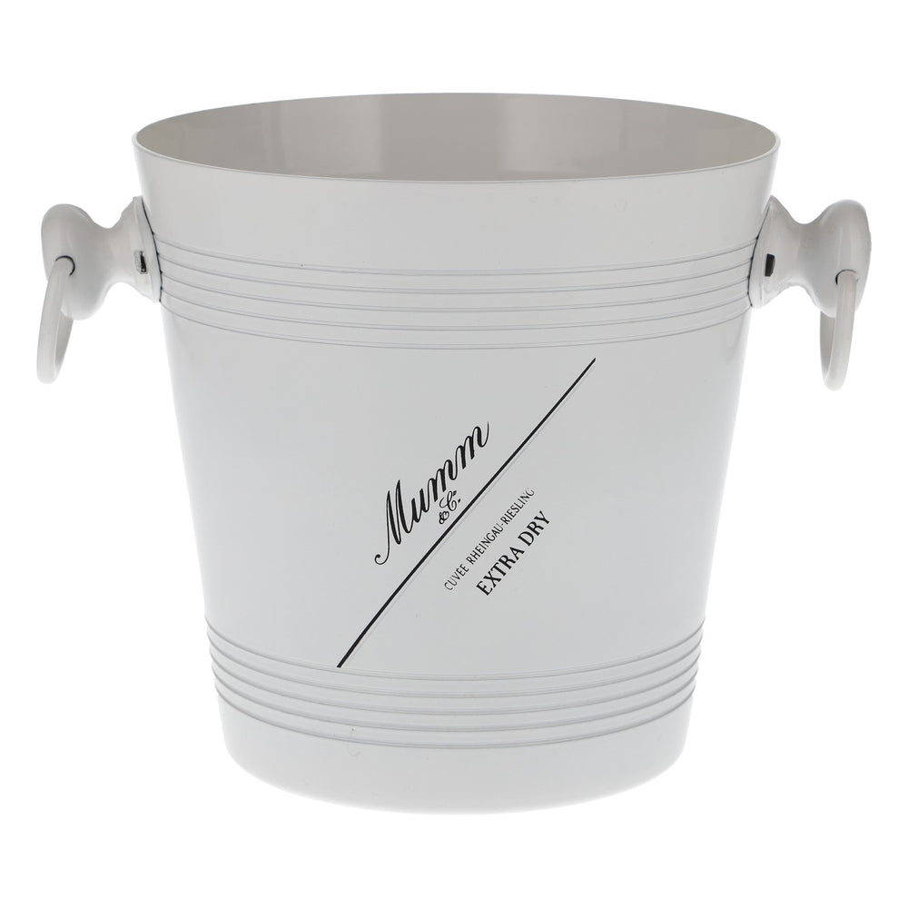 Seau à glace Mumm pour champagne, refroidisseur de bouteilles, bac à glaçons blanc avec poignée en métal