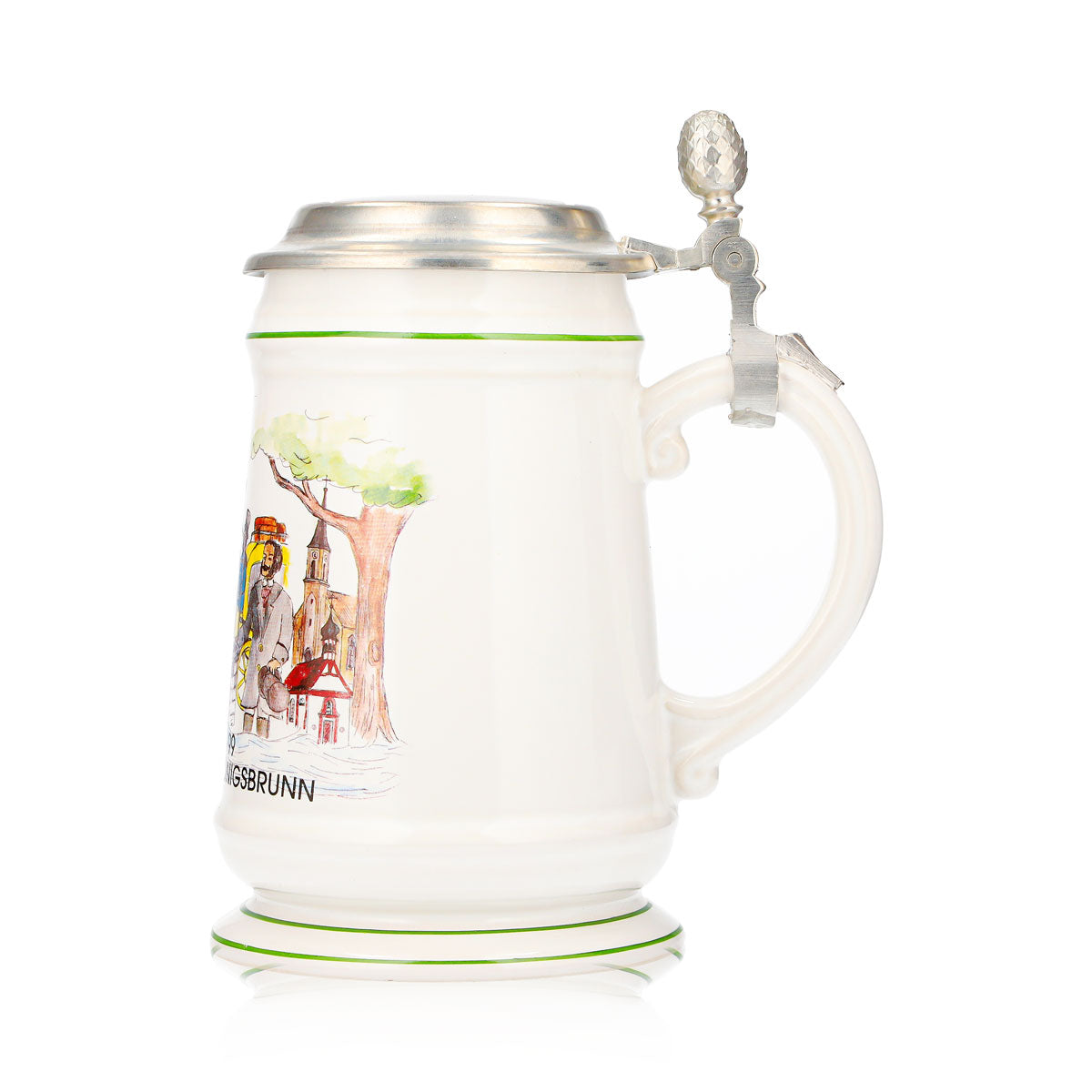 Verre à bière « No Name » 0,67 l, chope avec couvercle en étain, Office du tourisme de Königsbrunn, céramique – Vue 5