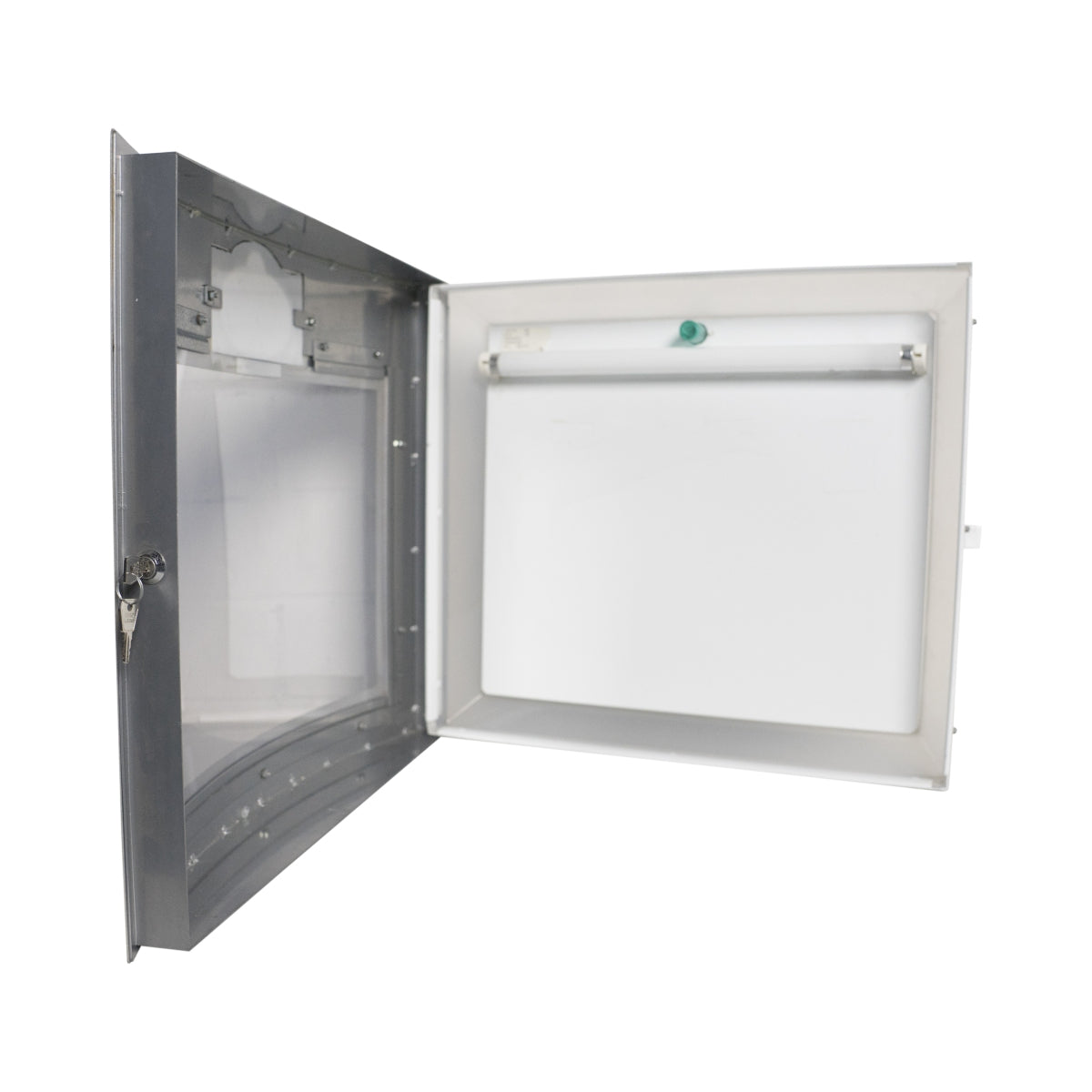 Vitrine sans nom éclairée, menu, carte, verrouillable, acier inoxydable, d'occasion – Vue 3