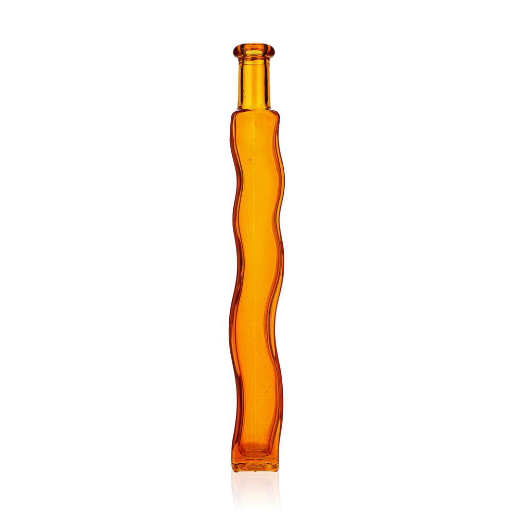 No Name - Autres articles en verre - Verre orange ondulé - Vase - Bouteille décorative - 0,2 l