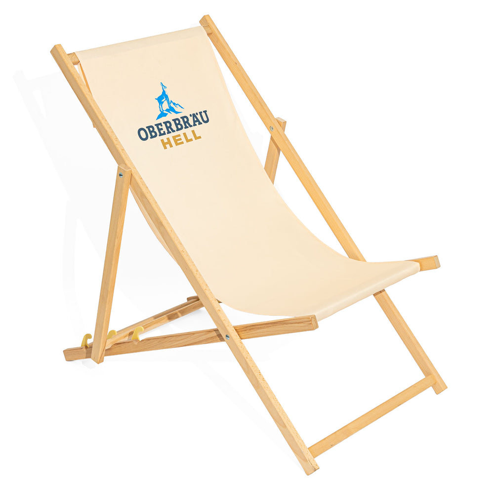 Chaise longue en bois beige « Oberbräu Hell Bier »