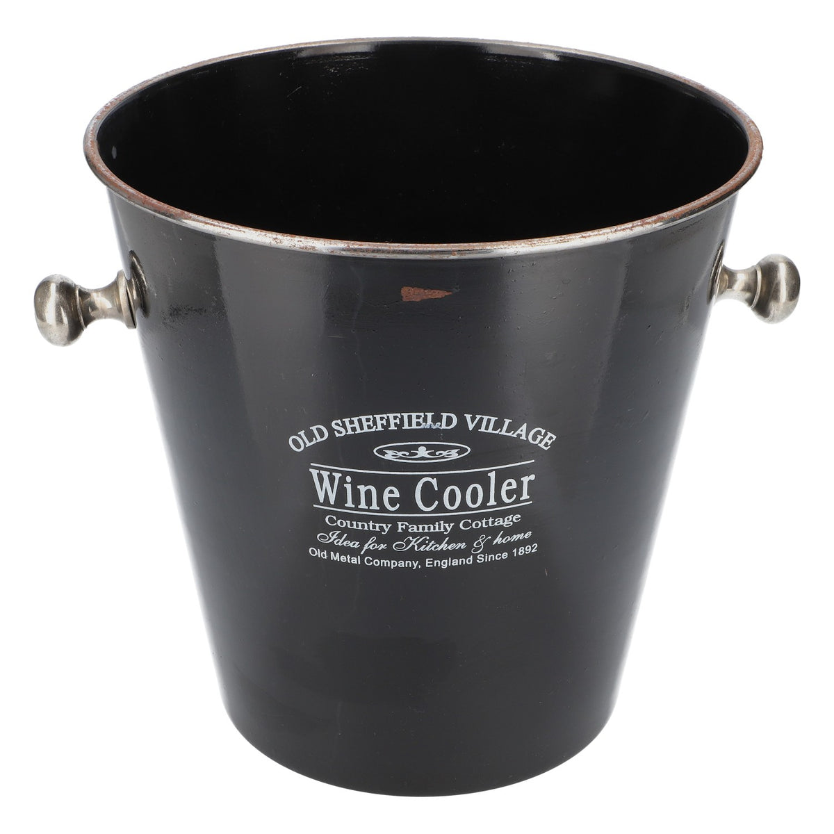 Old Sheffield Vintage Refroidisseur à bouteille Refroidisseur à vin Seau à glace noir avec anse