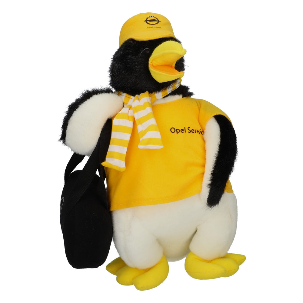 Jouet Opel, peluche, sac à outils Opel Service, pingouin jaune