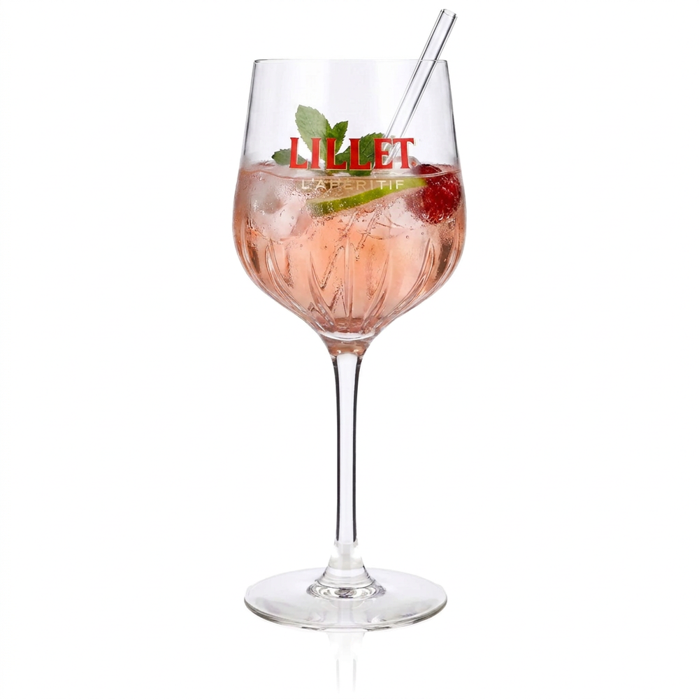 Verre original Lillet Signature 0,45 l Verre à apéritif avec graduation et élégant motif en relief